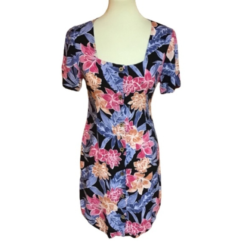 Roxy Floral Mini Dress - Pink, Blue, Orange